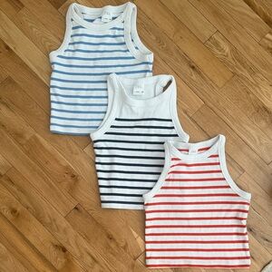 Zara Girls Striped Tank Tops Set of 3- Navy, light Blue, and Red